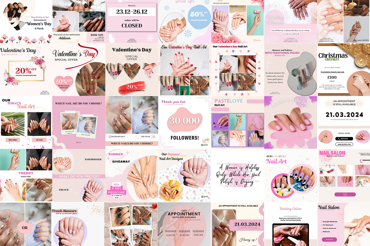 Nail Social Media Posts Templates, a Templates & Theme by GraphiCarola (Photo 7 of 7)