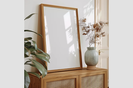Mockup frame close-up in living room, an Architecture Photo by GFXCity