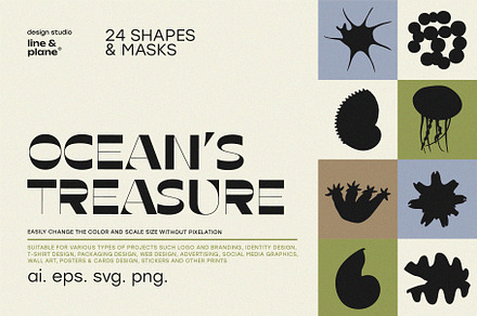 Ocean's Treasure 24 Shapes & Masks, an Object Graphic by line & plane