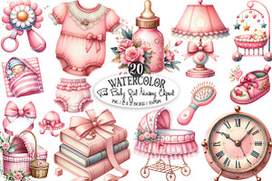 Pink Baby Girl Nursery Clipart, an Icon by Designking
