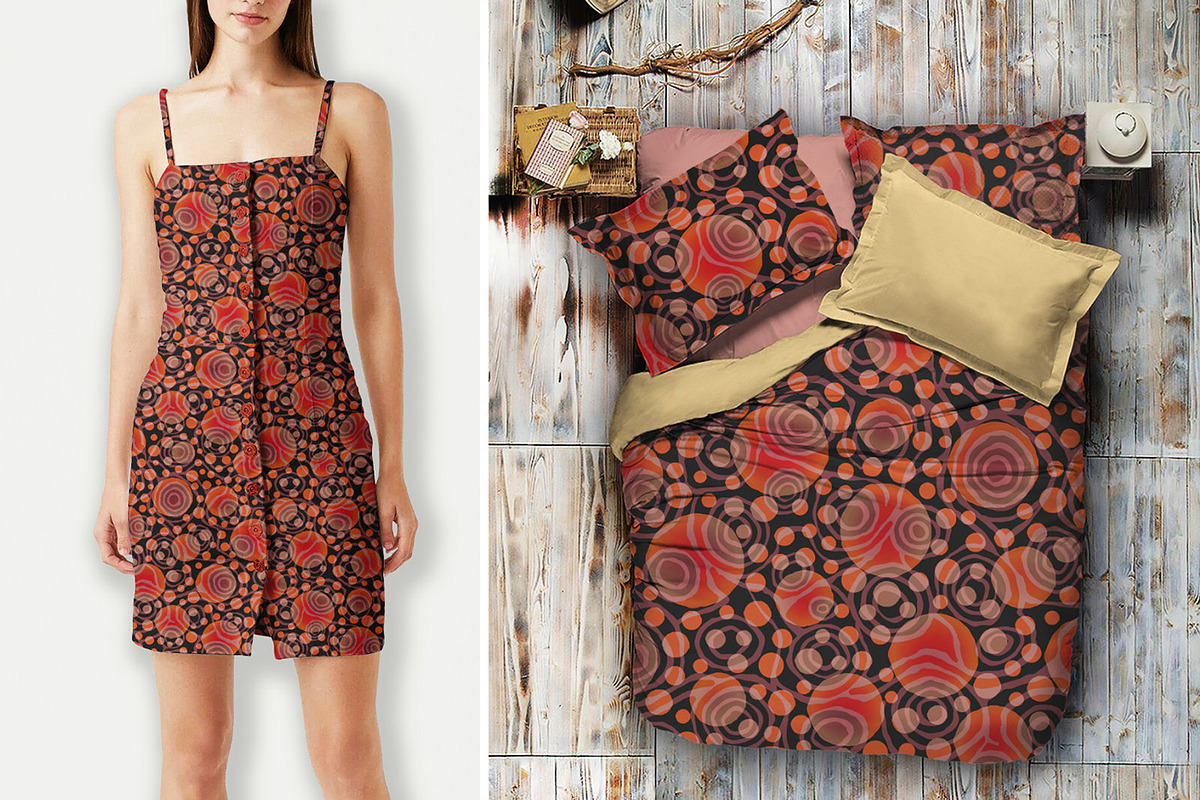 Modern Abstract Orange Rings Pattern, a Pattern Graphic by Gullenda (Photo 4 of 6)