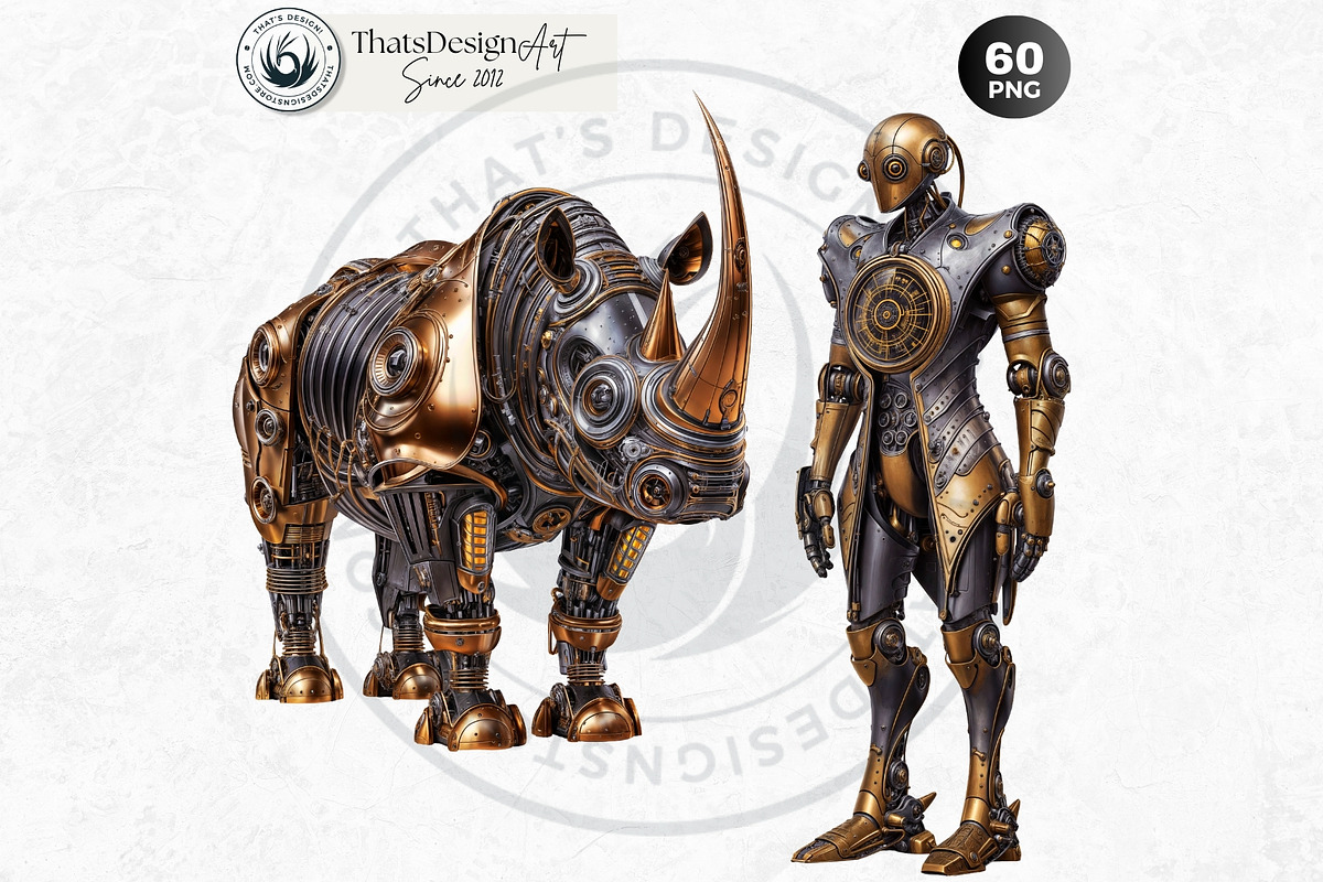 Steampunk Robots Cliparts, a Decorative Illustration by ThatsDesignArt (Photo 8 of 13)