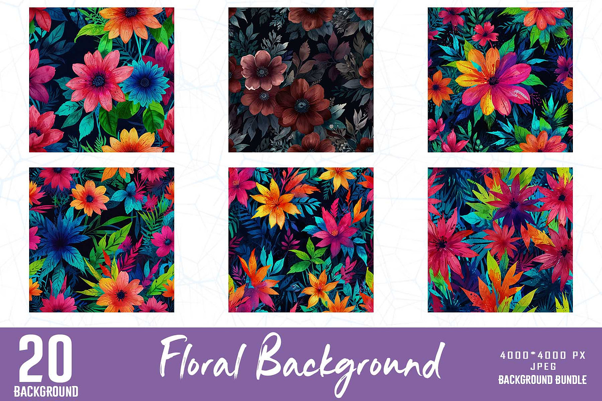Watercolour Floral Background Bundle, an Illustration by Sofia's Fashion (Photo 1 of 2)