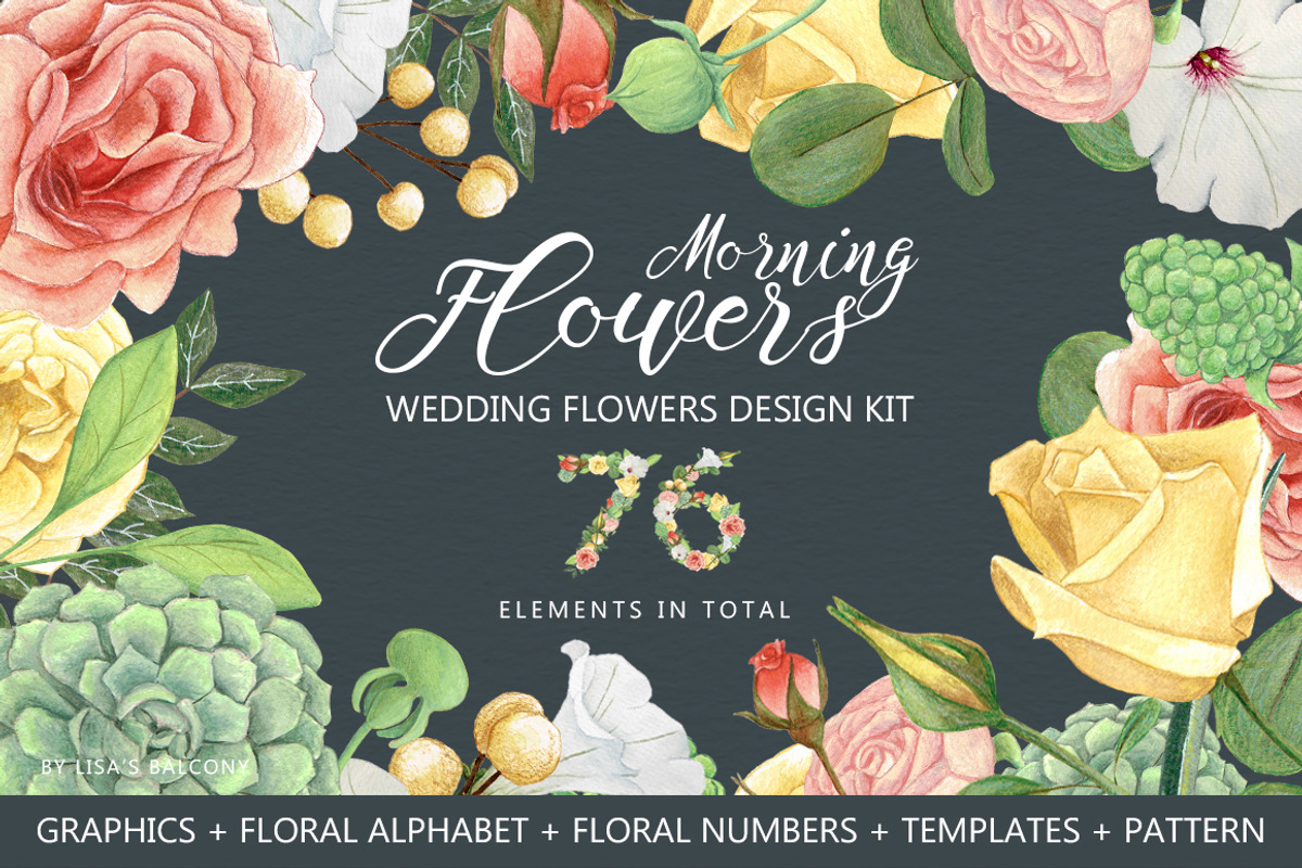 Wedding Graphics Morning Flowers Kit, a Decorative Illustration by Lisa's Balcony (Photo 1 of 13)