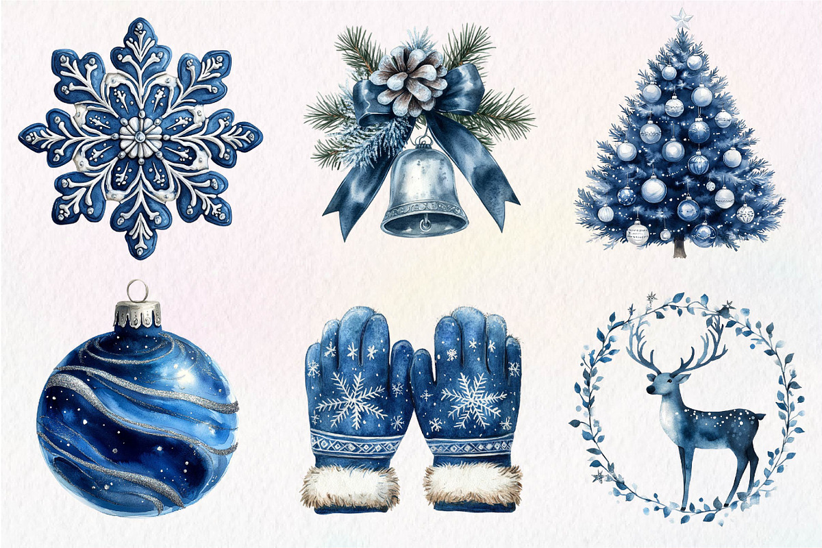 Navy Blue Winter Christmas Clipart, an Illustration by Dream Creation (Photo 5 of 7)