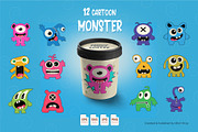 12 Cartoon Monsters., an Animal Illustration by KENO Mascots (Thumbnail 2 of 3)