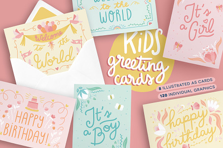 Kids Greeting Cards - Vector, a Card Template by Carole Chevalier