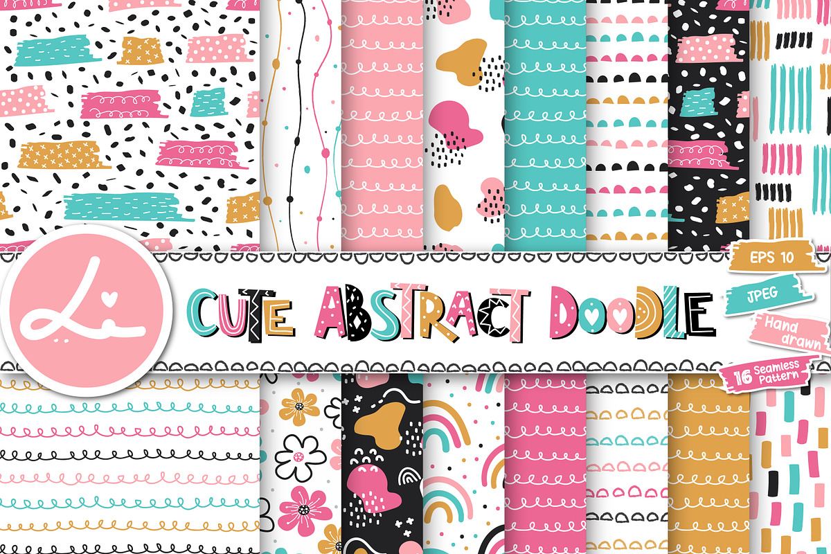Cute Abstract Doodle Pattern Pack, a Pattern Graphic by lindoet23 (Photo 1 of 5)