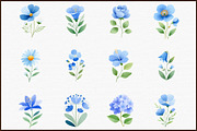 Watercolor Blue Flowers Clipart Set, an Illustration by Sublimation Artist (Thumbnail 3 of 6)