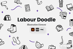 Labour Doodle Illustration Element, an Object Graphic by SLAB! Design