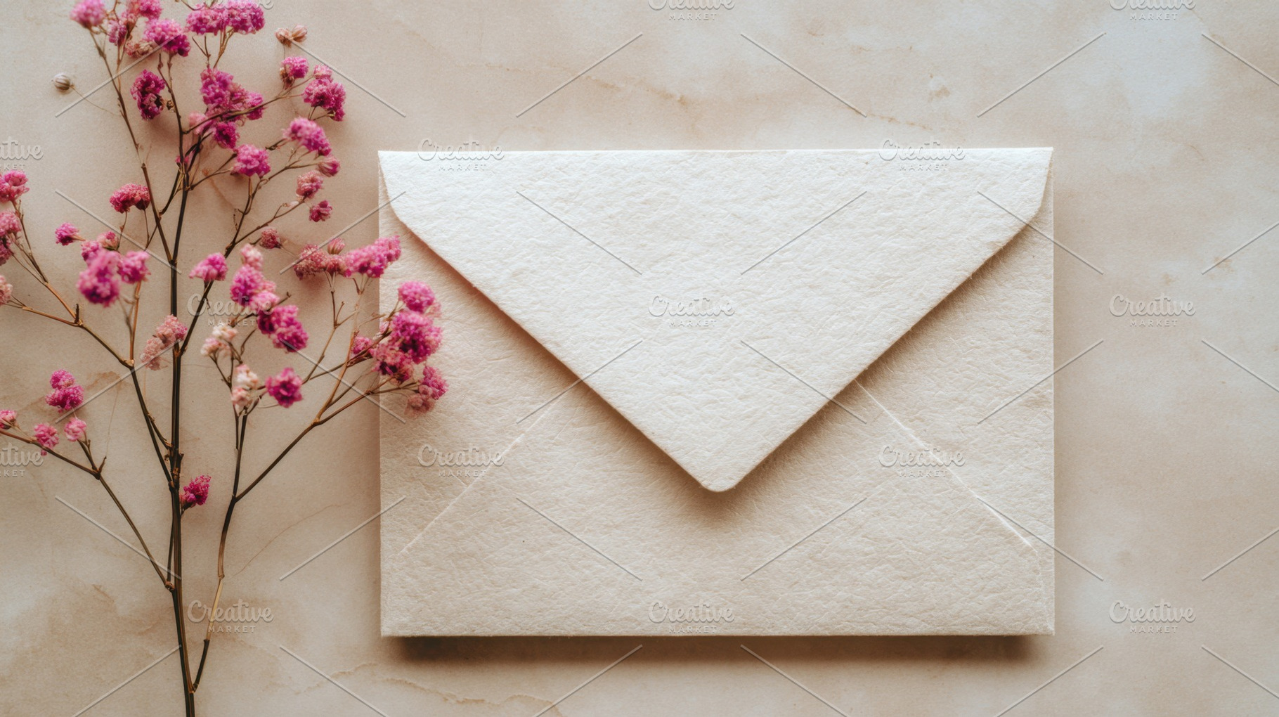 Pink flower envelope, a Photo by Beautiful things