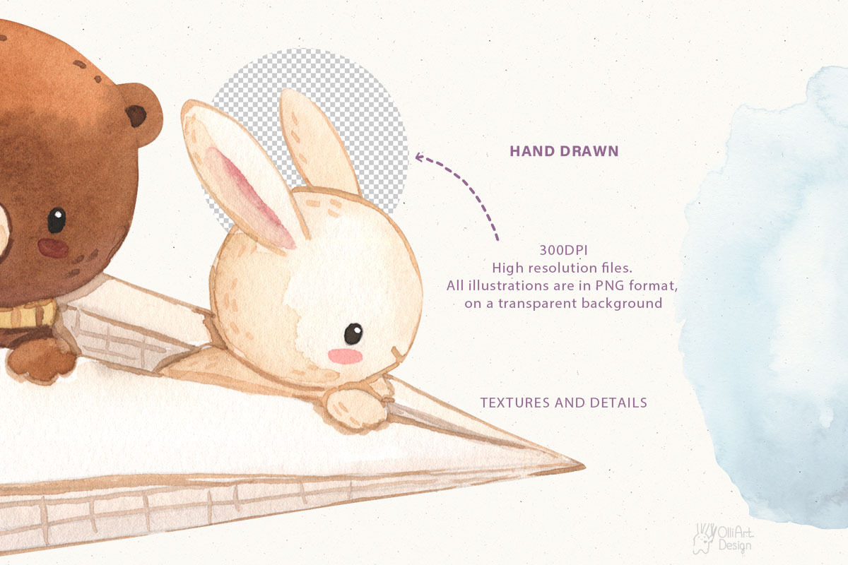 IN THE SKY. Watercolor clipart, an Animal Illustration by OlliArtDesign (Photo 5 of 6)