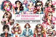 Retro Girl Blowing a Bubblegum, an Illustration by DreamCafeArt (Thumbnail 1 of 5)