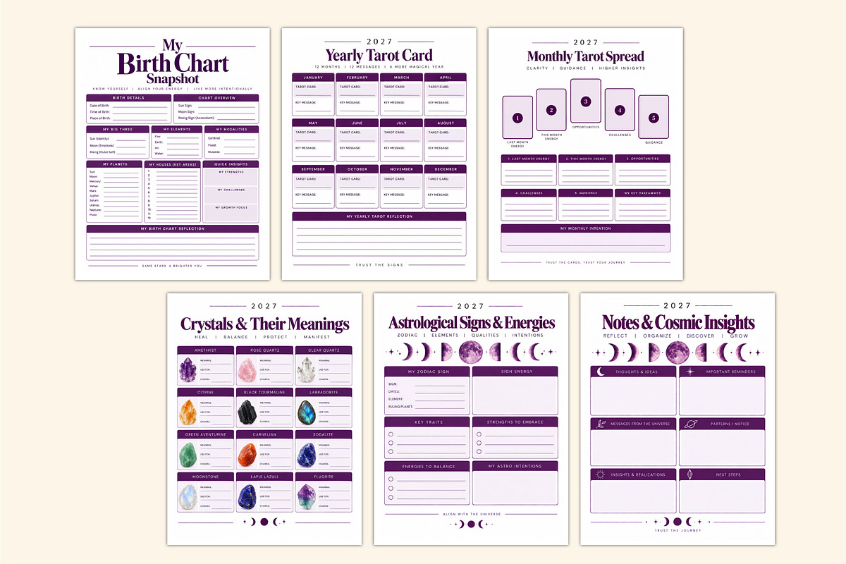 2027 Astrology,Tarot Ritual Planner, a Stationery Template by Shumaya (Photo 3 of 5)