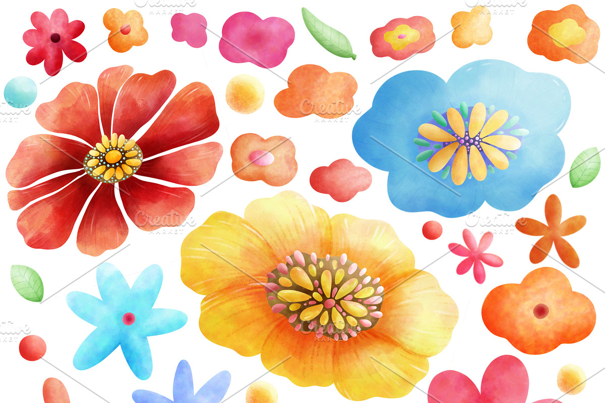 Summer Flower Watercolor, a Seasonal Illustration by Sense Library (Photo 3 of 18)