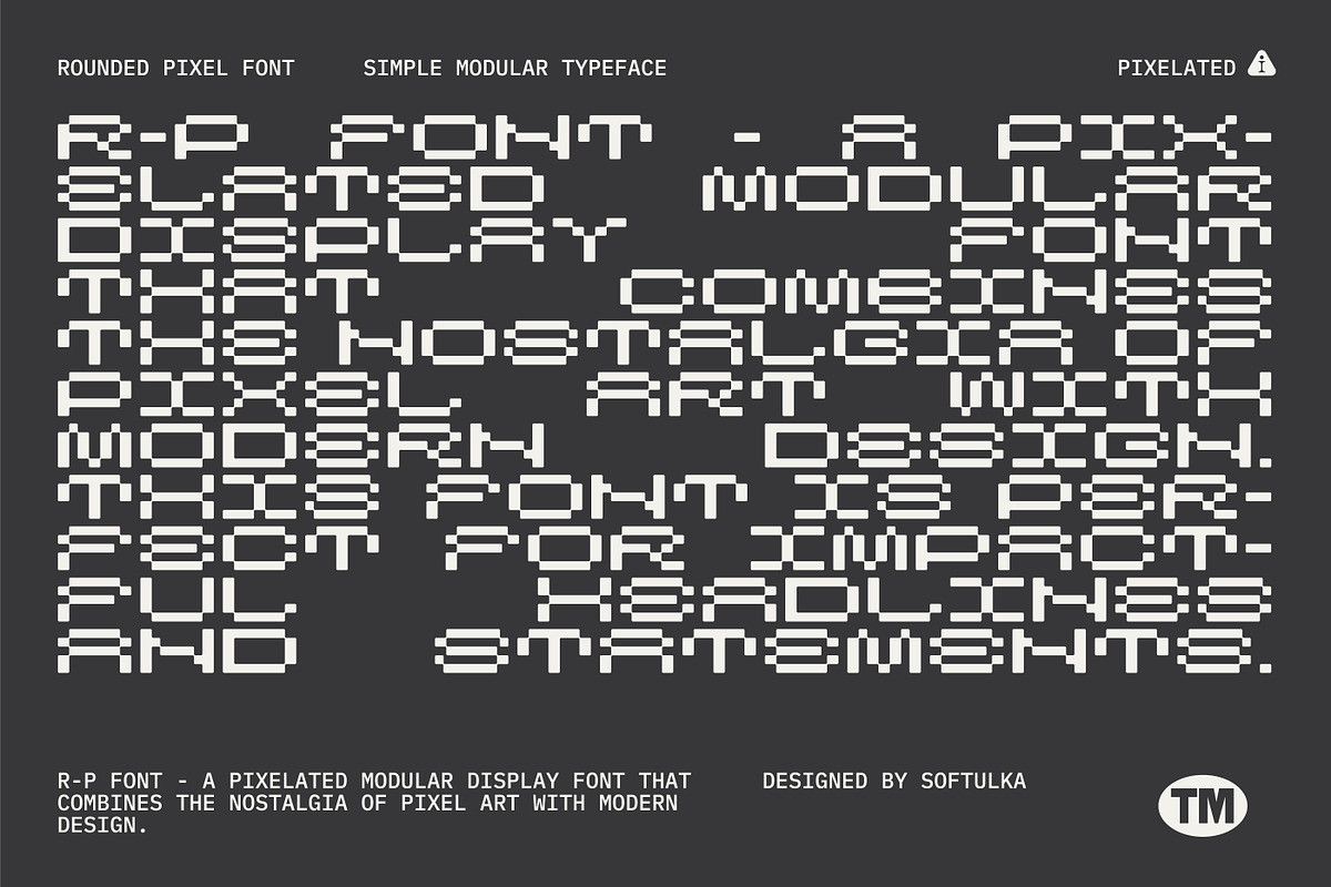 R-P Font - a Pixelated Modular Font, a Font by softulka (Photo 4 of 4)
