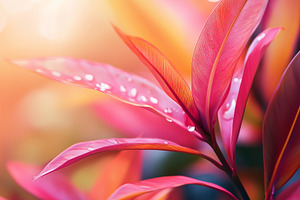Vibrant pink and red tropical leaves, a Nature Photo by MistyDay