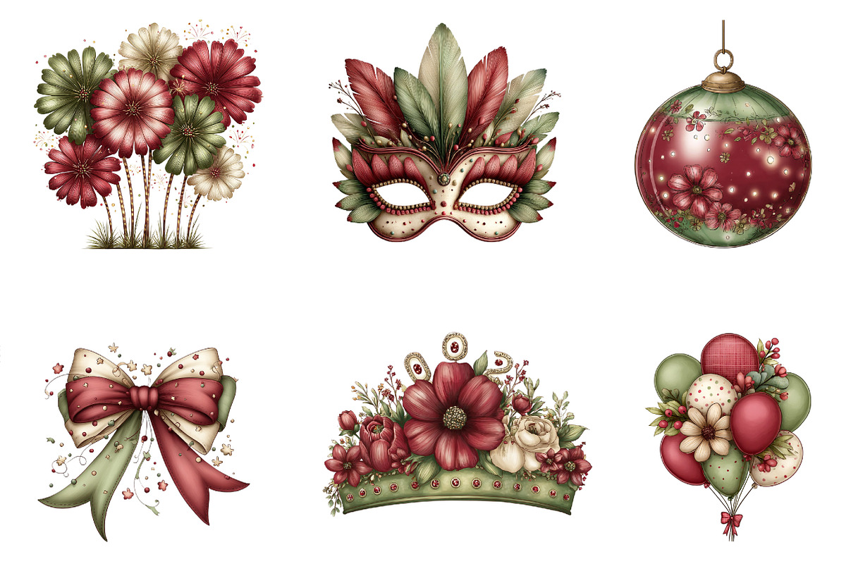 Watercolor Happy New Year Clipart, an Illustration by designcity5 (Photo 5 of 5)