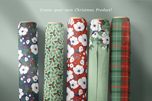 Christmas Flowers. Seamless Patterns