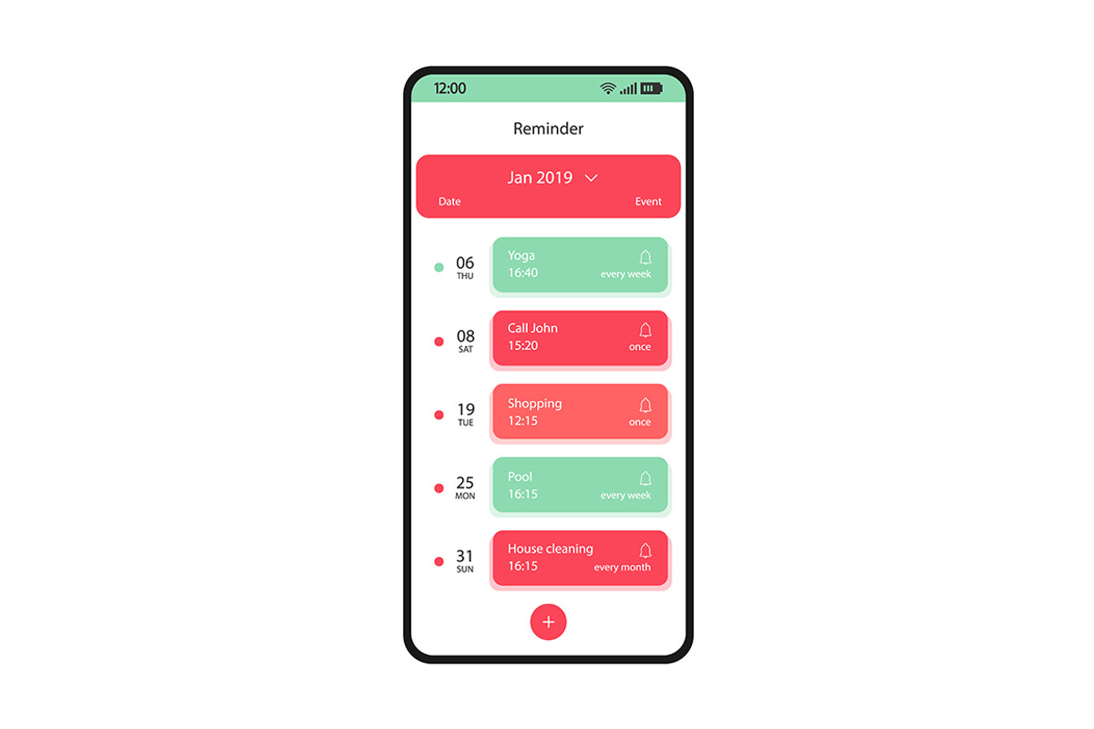 Reminder app smartphone interface, a Device Mockup by IMG Visuals