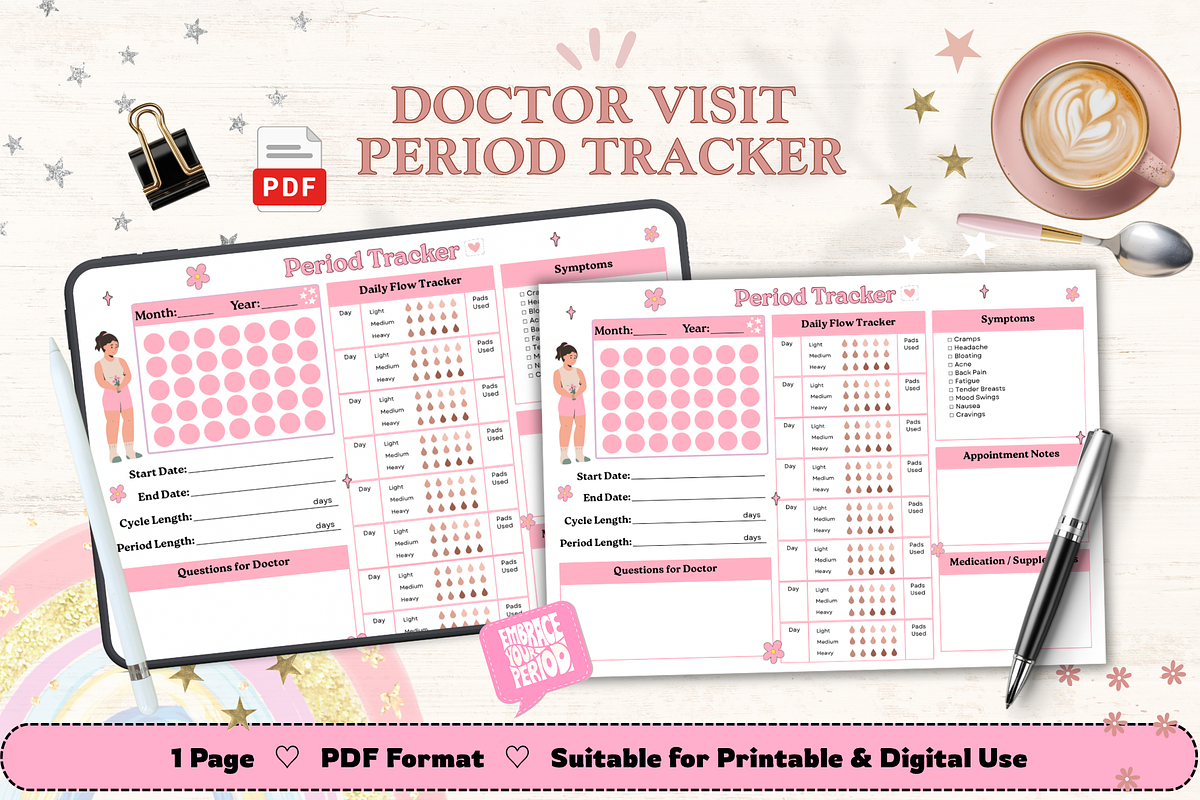 Doctor Appointment Period Tracker, a Print Template by bellaROSEworkshop (Photo 1 of 5)