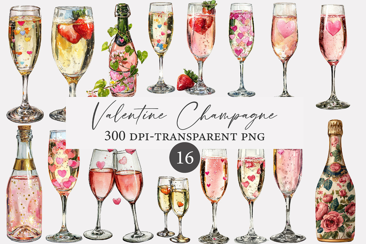Valentine Champagne clipart, an Illustration by Designworld (Photo 1 of 3)