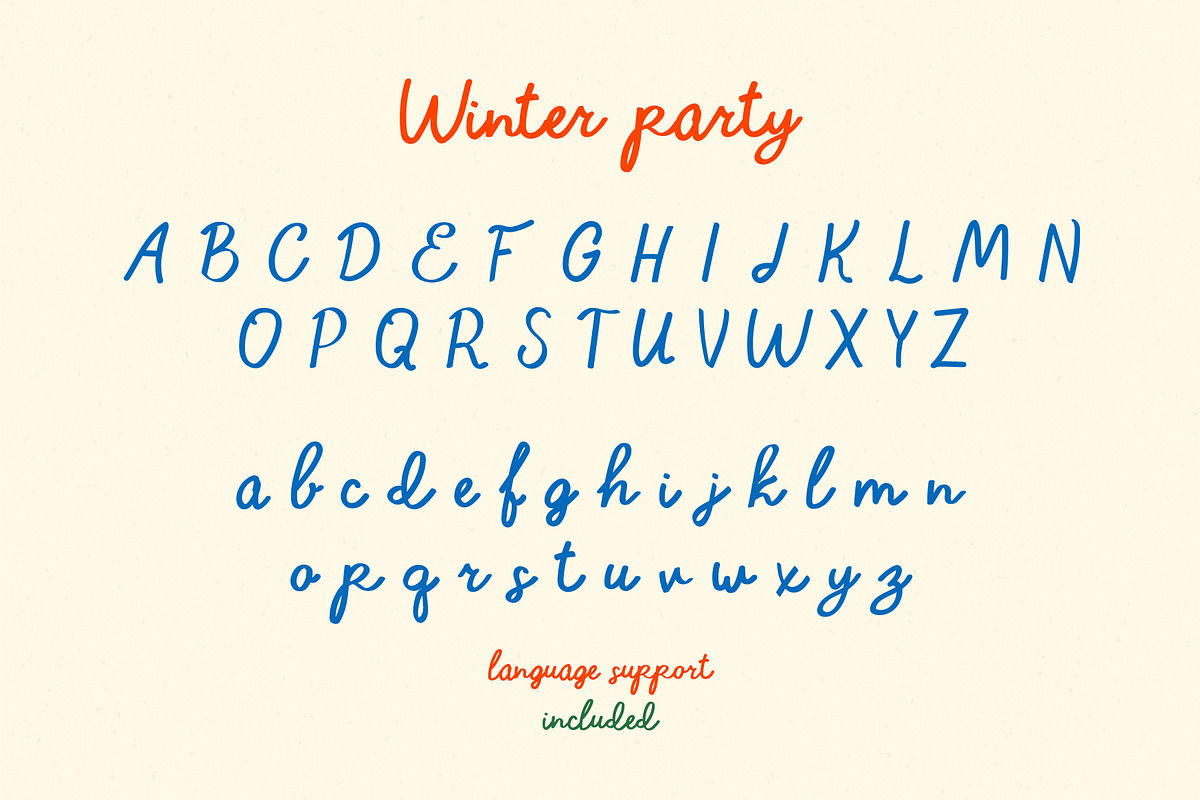 Winter party | Handwritten font, a Handwritten Font by JuliaVolkova (Photo 3 of 10)