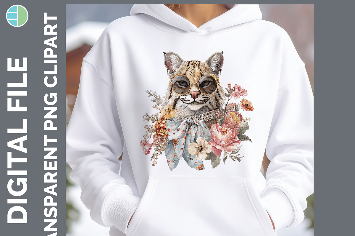 Boho Glam Wildcat Clipart, 22 PNG, an Animal Illustration by Enliven Designs (Photo 3 of 8)
