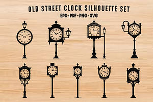 Vintage Street Clock SVG Silhouette, a Technology Illustration by Gfx Expert Team