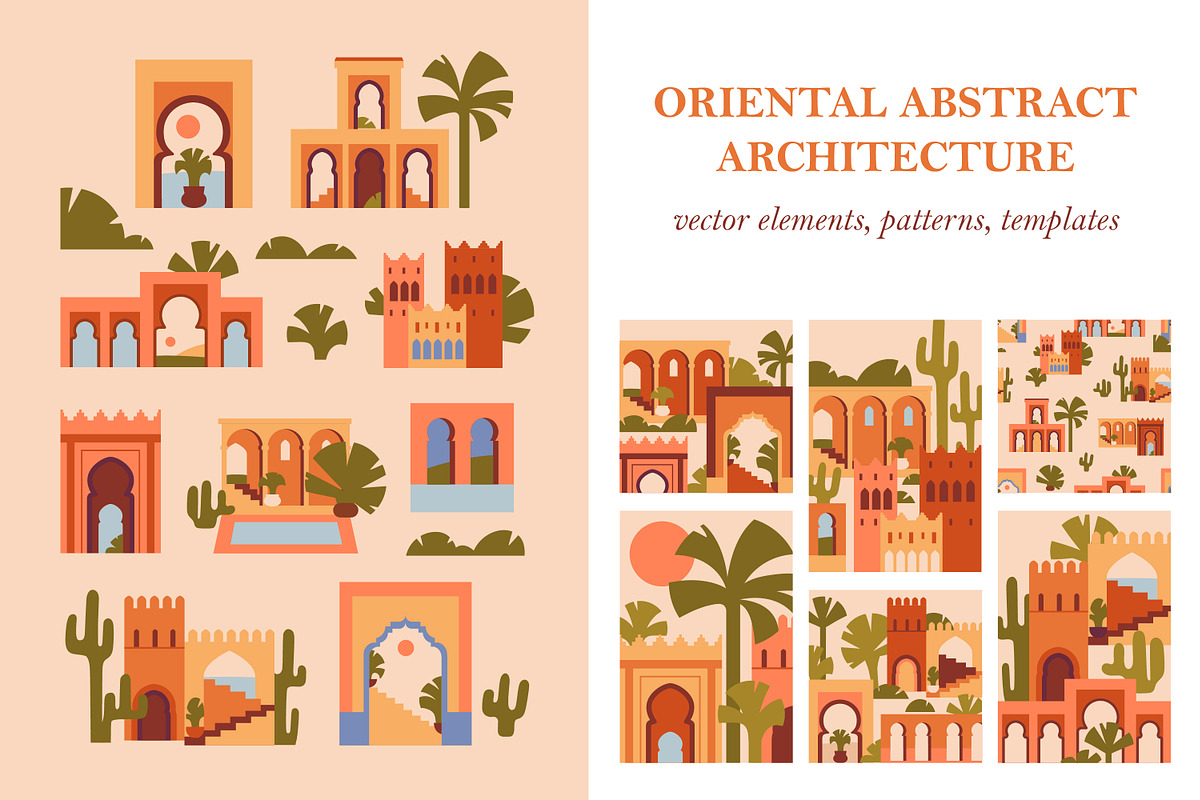 Morocco architecture set, background, a Decorative Illustration by Good Studio (Photo 1 of 19)