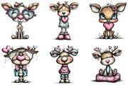 Whimsical Valentine Deer Clipart, an Illustration by CraftArtStudio (Thumbnail 4 of 6)