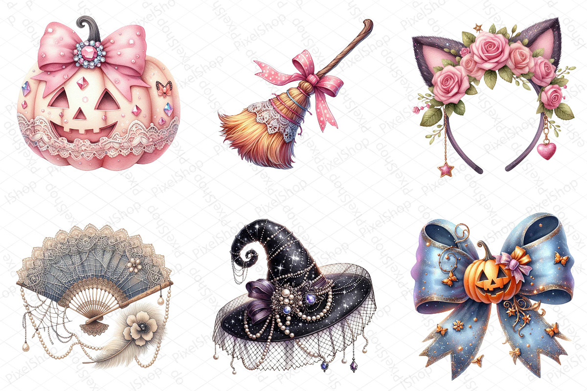 Coquette Sparkly Halloween Clipart, an Illustration by DreamPrint404 (Photo 5 of 5)