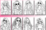 Hipple Style Girl Coloring Book, an Animal Illustration by Printable Design Store (Thumbnail 5 of 7)