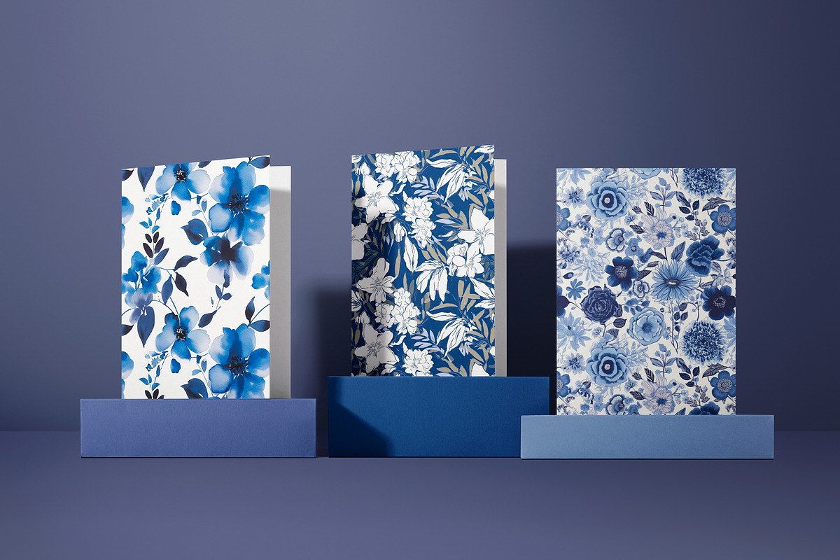 Blue on white floral patterns, a Pattern Graphic by Ninterints (Photo 9 of 18)