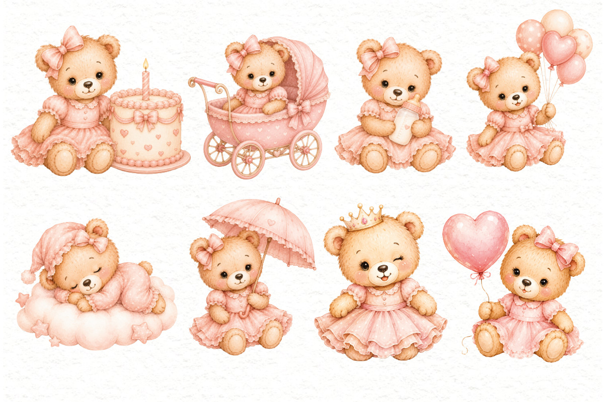 Baby Shower Girl Clipart, an Animal Illustration by Villa 11 Estudio (Photo 2 of 11)