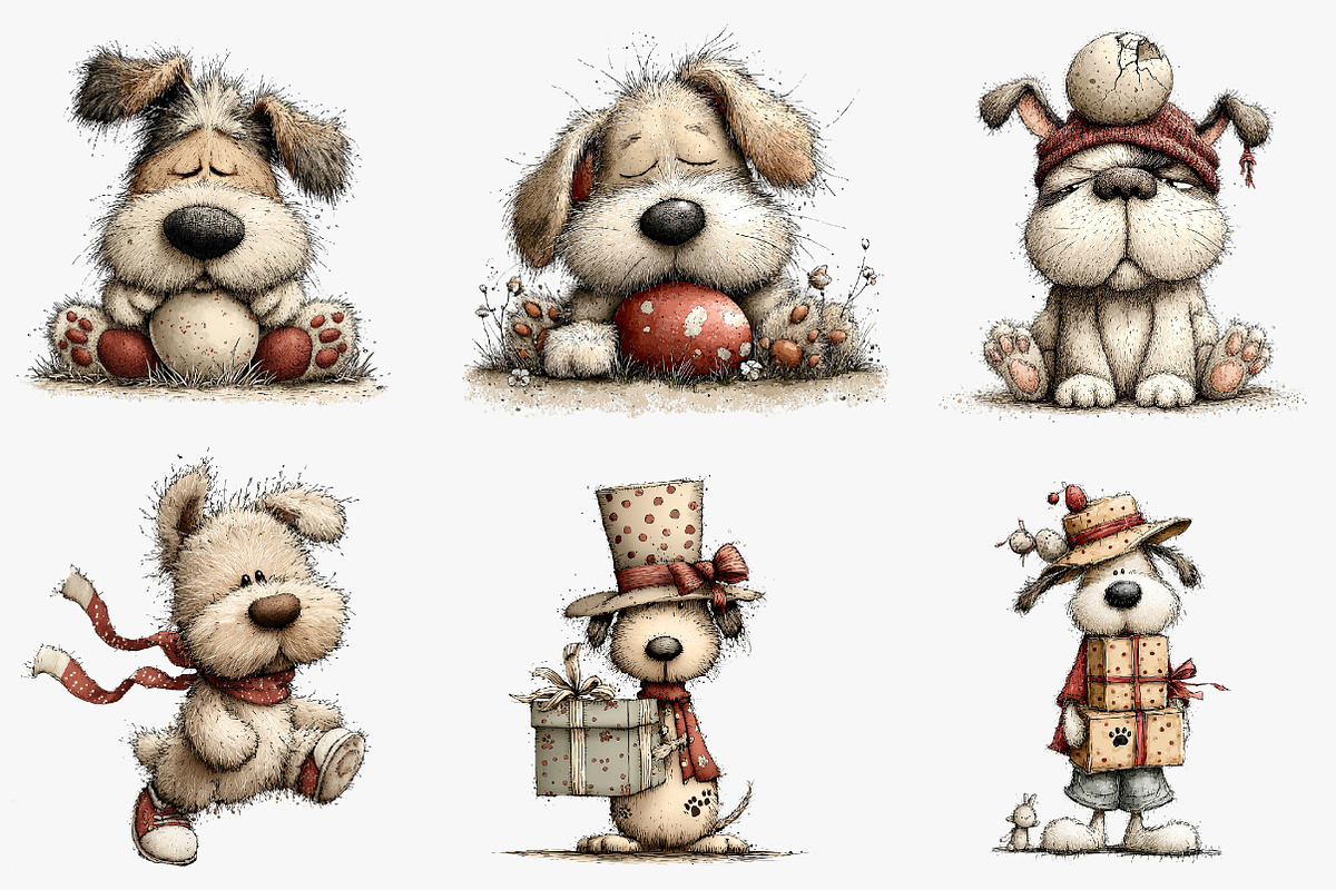 Whimsical Easter Dogs Clipart, an Illustration by CreationArt (Photo 3 of 5)