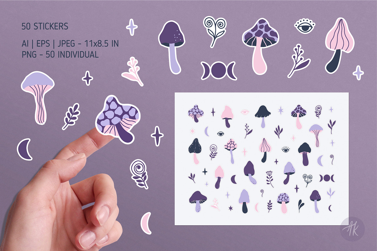 Mystical Mushrooms Clipart Set, an Object Graphic by Alena Koval (Photo 6 of 16)