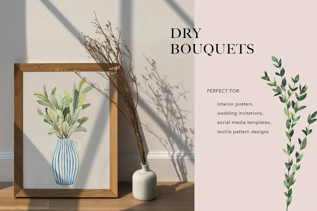 Dry boho grass and herbs watercolor, a Decorative Illustration by Volha Studio (Photo 4 of 13)