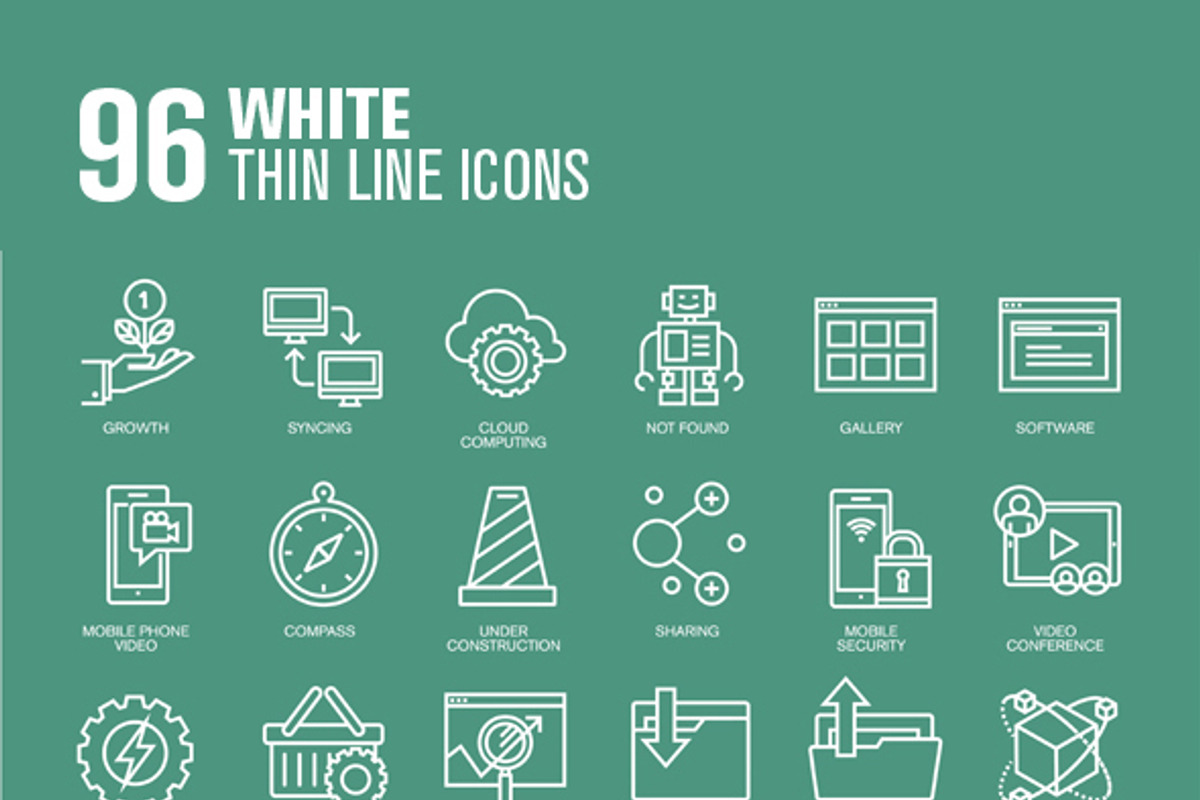 Thin Line Icons Set for Technology preview 4