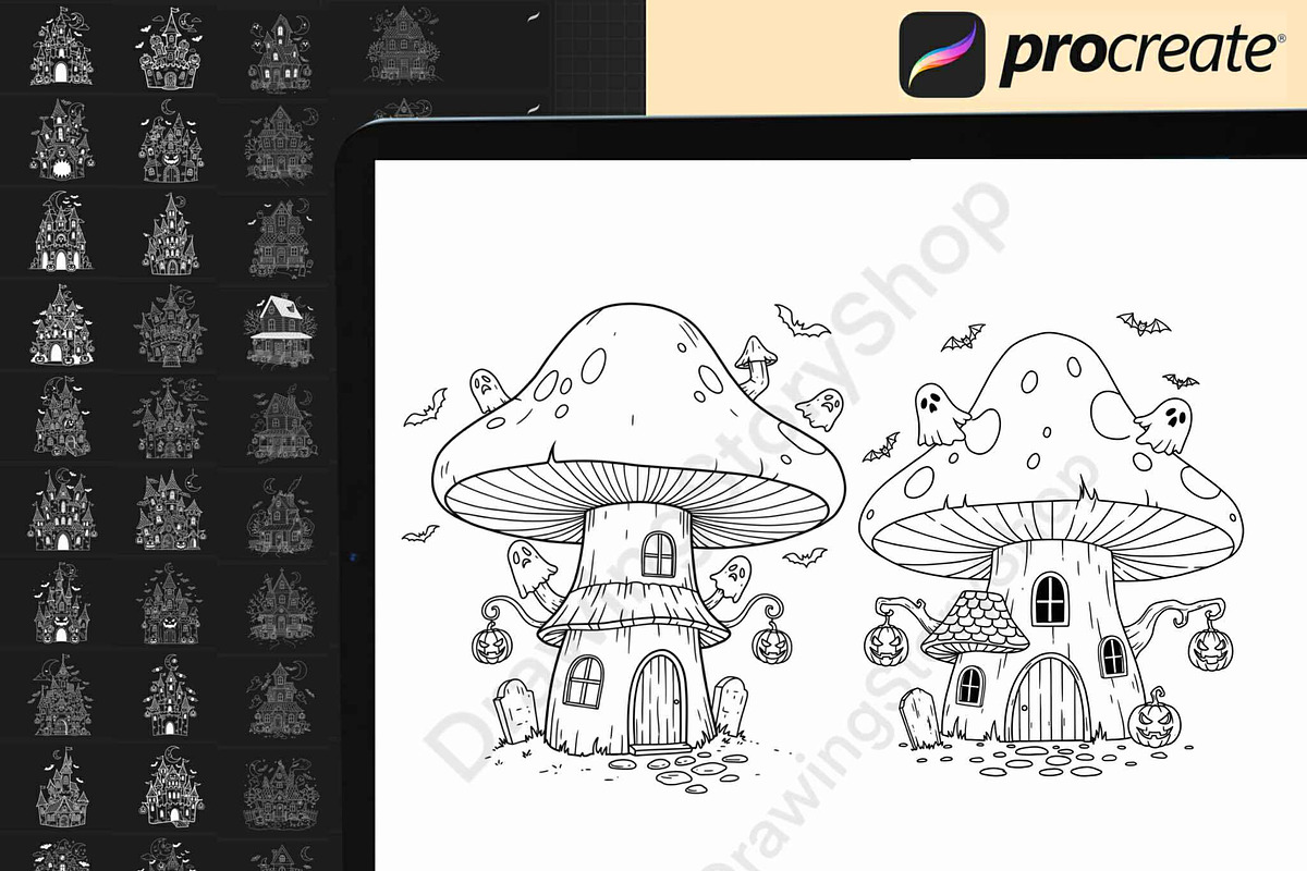 120 Procreate Halloween Castle Stamp, a Brush Add-On by DrawingStoryShop (Photo 6 of 8)