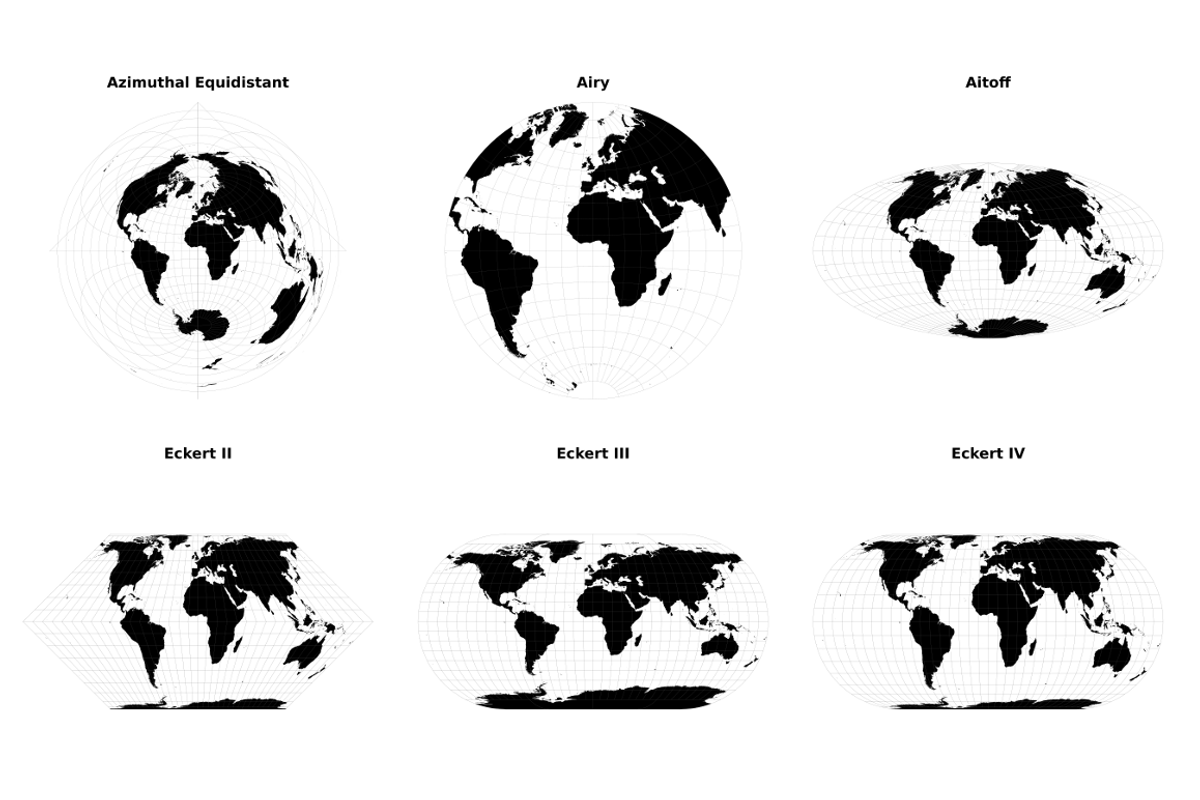 Vector Maps: World in 48 Projections, an Illustration by RG Design Shop