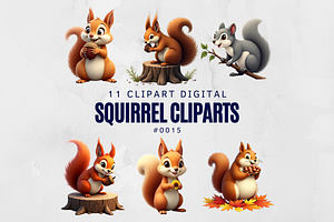 11 Squirrel Cliparts Digital