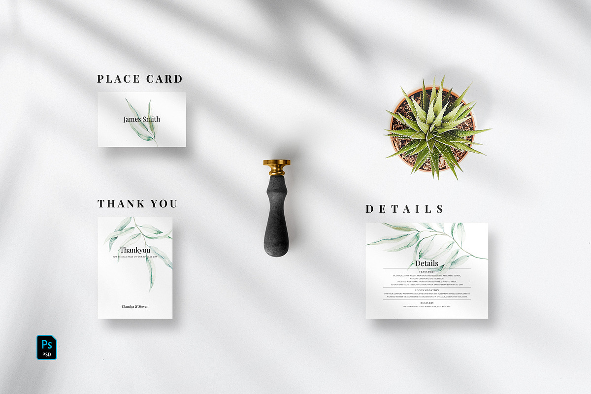 Green Leave Wedding Suite, an Invitation Template by Azka Creative (Photo 5 of 5)
