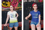 Female T-Shirt in City PSD Mockups, a Shirt Mockup by Hi, Mock-Up! (Thumbnail 5 of 9)