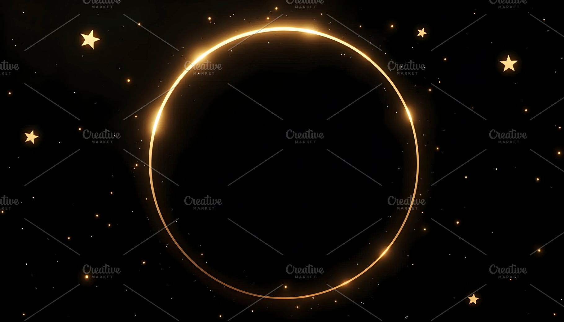 Round Gold Frame with Golden Stars o, a Photo by LOGOCREATIVE