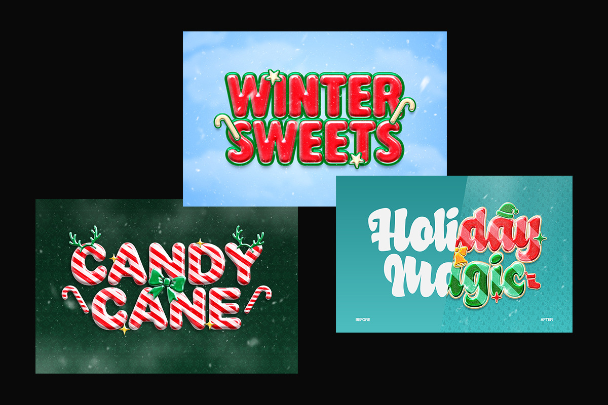 Christmas Candy Text Effect, a Layer Style Add-On by Matsero (Photo 2 of 4)
