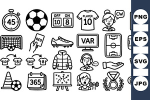 Soccer Sport Icon Clipart Set, an Illustration by designvectx