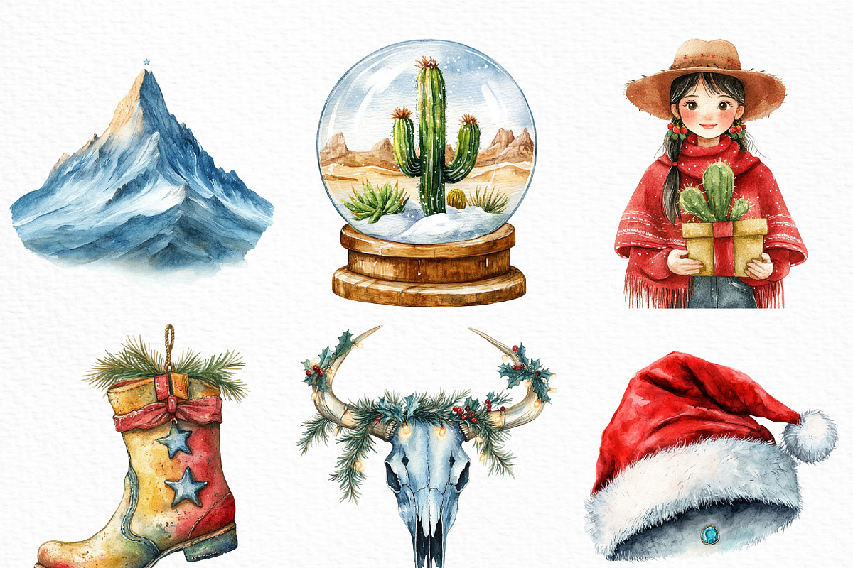 Watercolor Southwestern Christmas, an Illustration by Craft Nest (Photo 3 of 6)