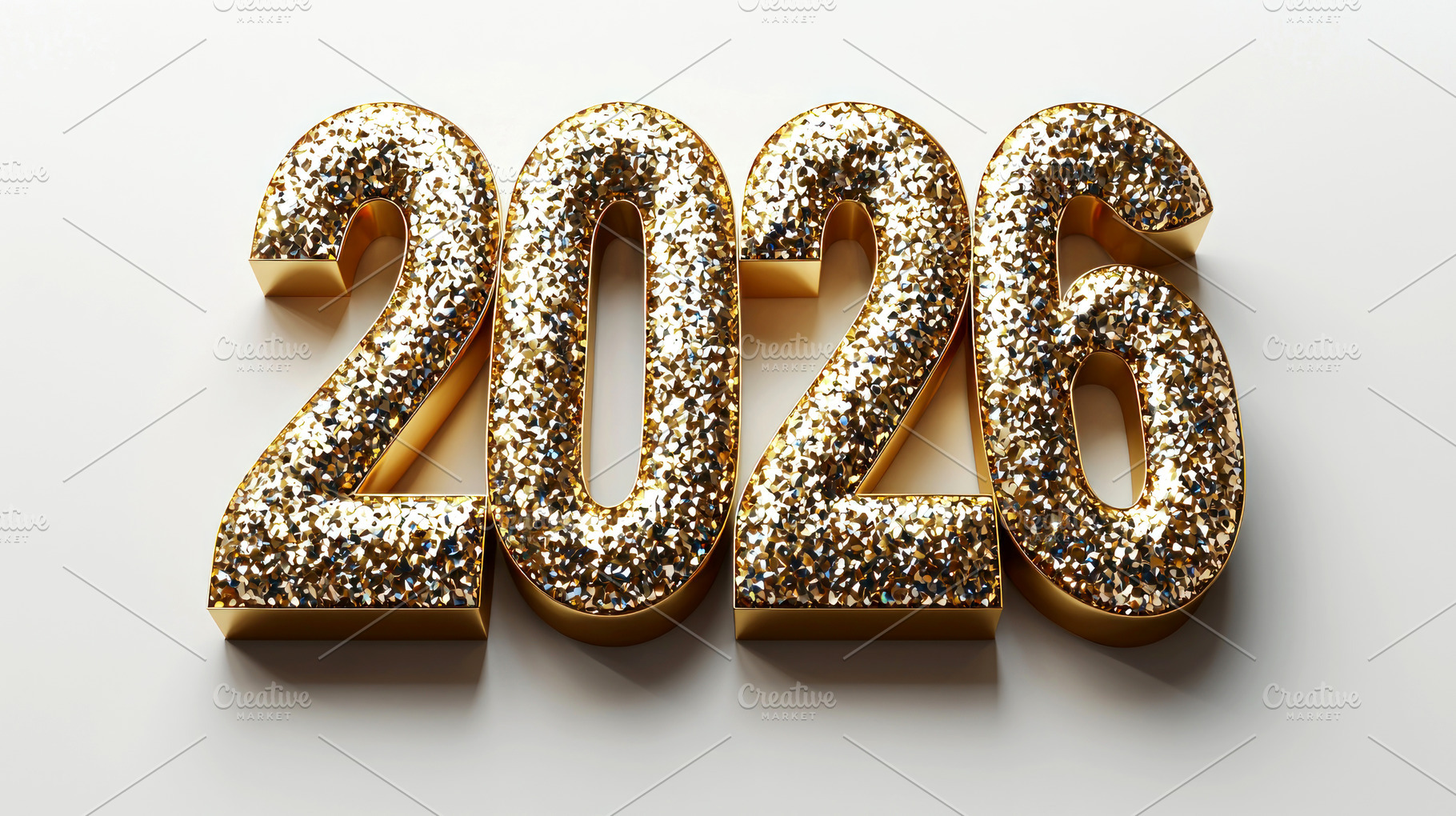 Sparkling golden 2026 numbers with glitter texture on clean whit, a Background Photo by José Manuel Gelpi