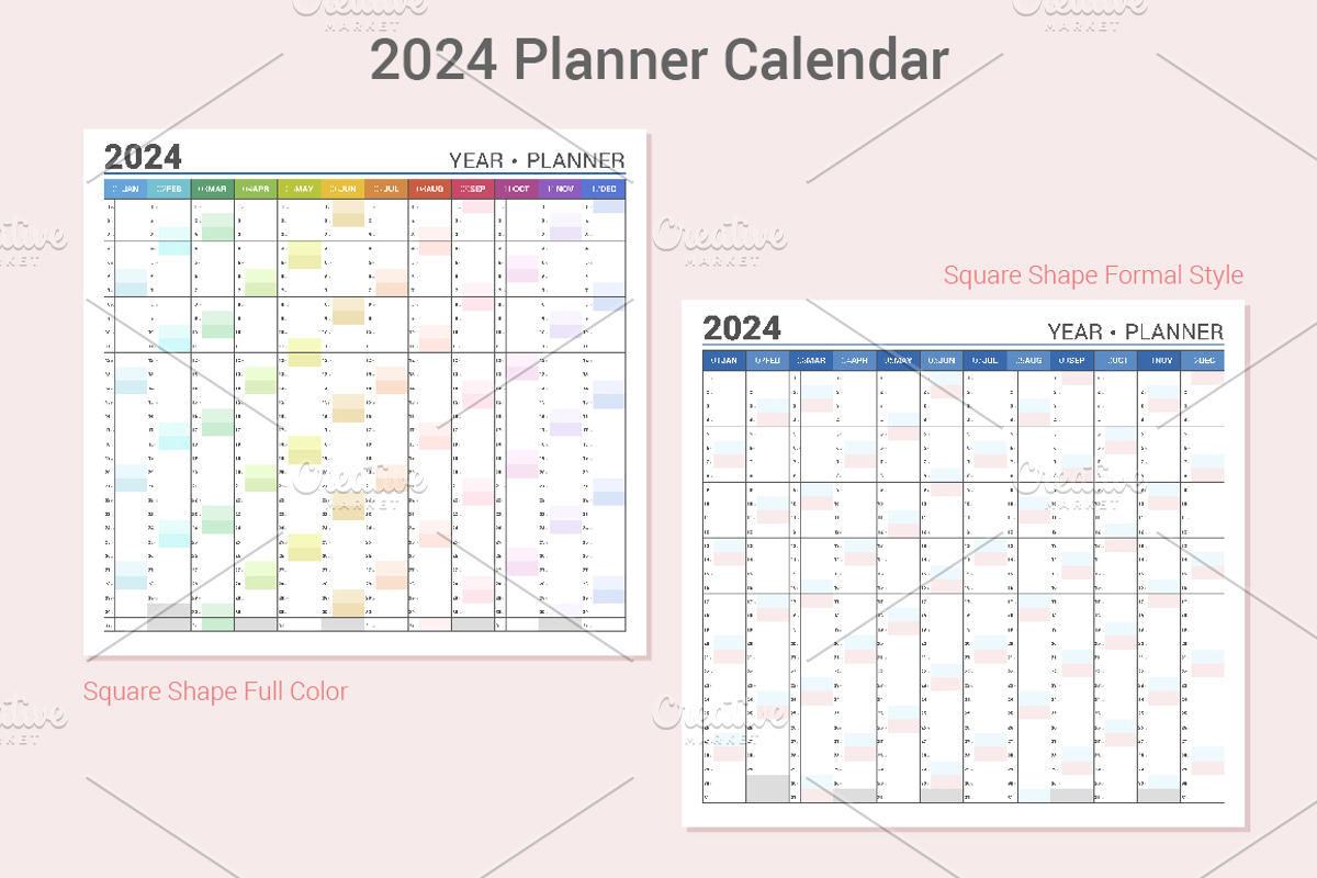 Calendar 2024 Planner Simple Style, a Stationery Template by WORAKAMON Design Studio (Photo 3 of 5)